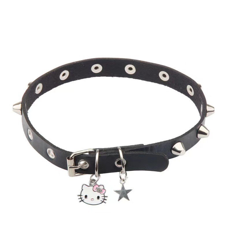 Punk Gothic Rivet Choker Leather Necklace