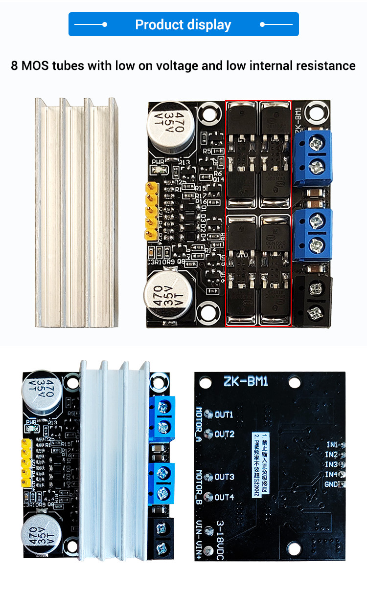 10A dual DC motor drive module forward and reverse PWM speed regulation ...