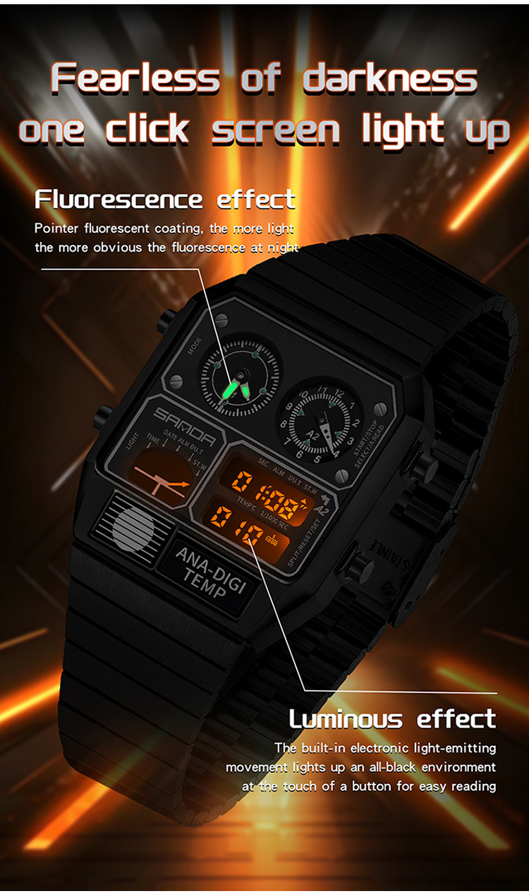 時計 SANDA SANDA Top Electronic Watch for Men's Youth and Leisure Multi