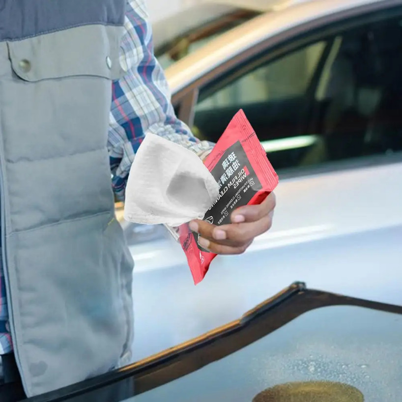100pcs/10pack Glass Stain Remover Cleaning Wipes 玻璃油膜去除湿巾 镀膜湿巾 Car
