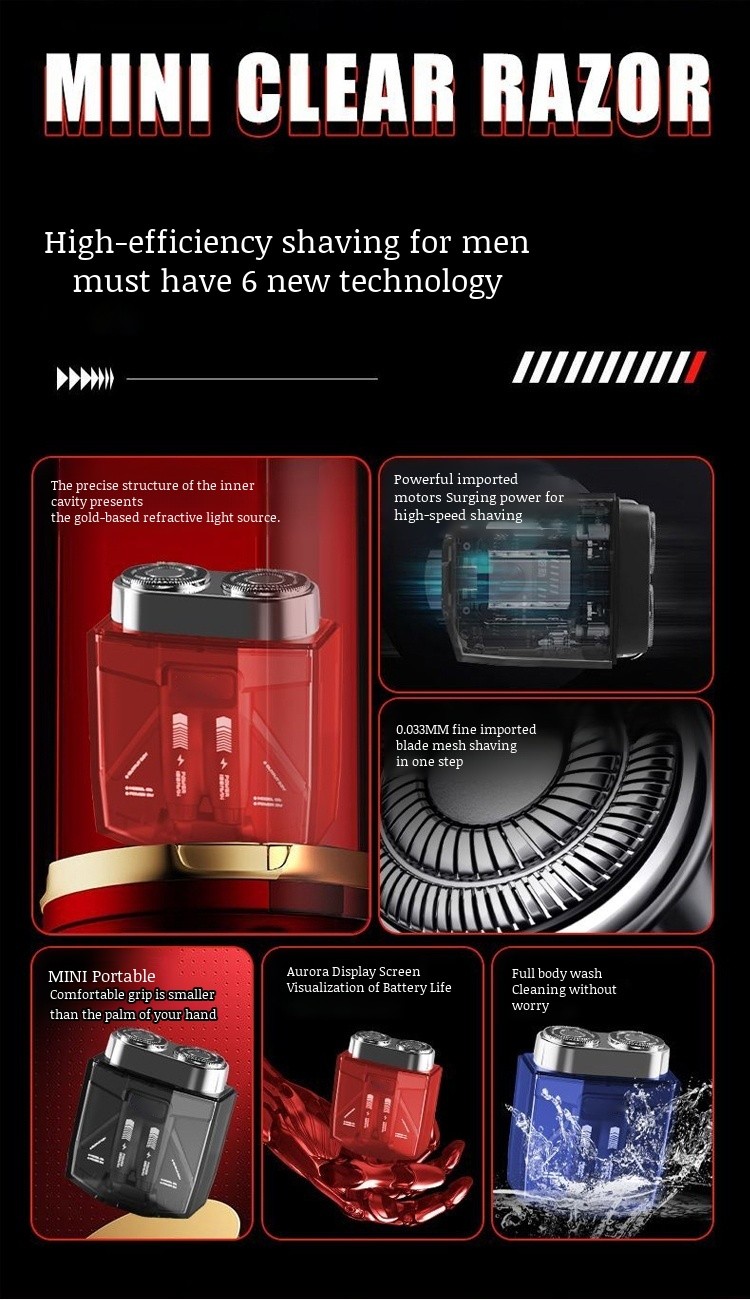 【9.9 Special 】Twin Engine Mecha Razor Portable Men's Washable Shaver ...