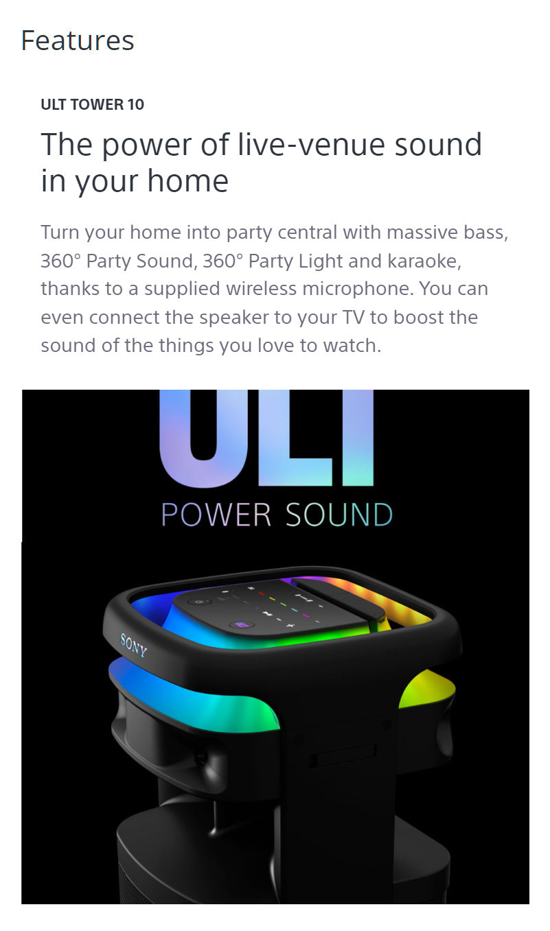 Sony ULT TOWER 10 ULT ULT1000 / ULT 1000 POWER SOUND series | ULT Tower ...