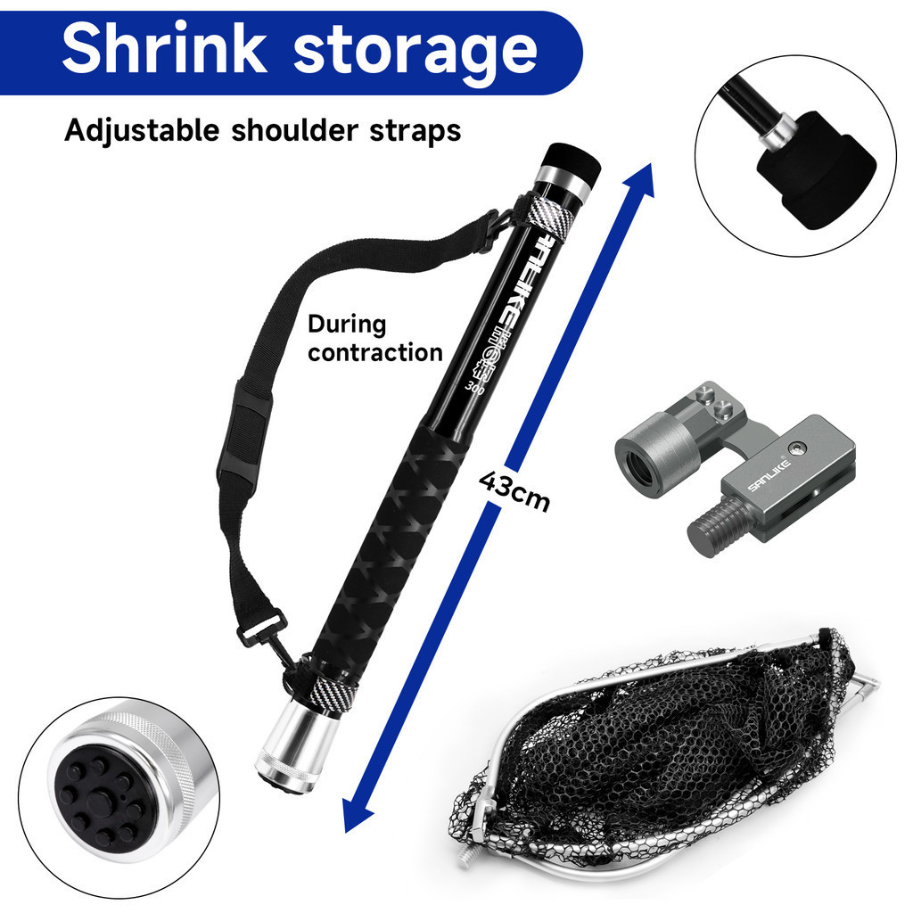 SANLIKE Black 3m/5m/6m Retractable Pole Carbon Fibre Handle