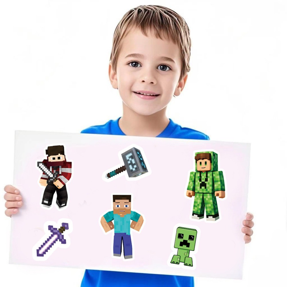 8pcs New Minecraft Pixel Stickers for Children's Puzzle DIY Water Cup ...