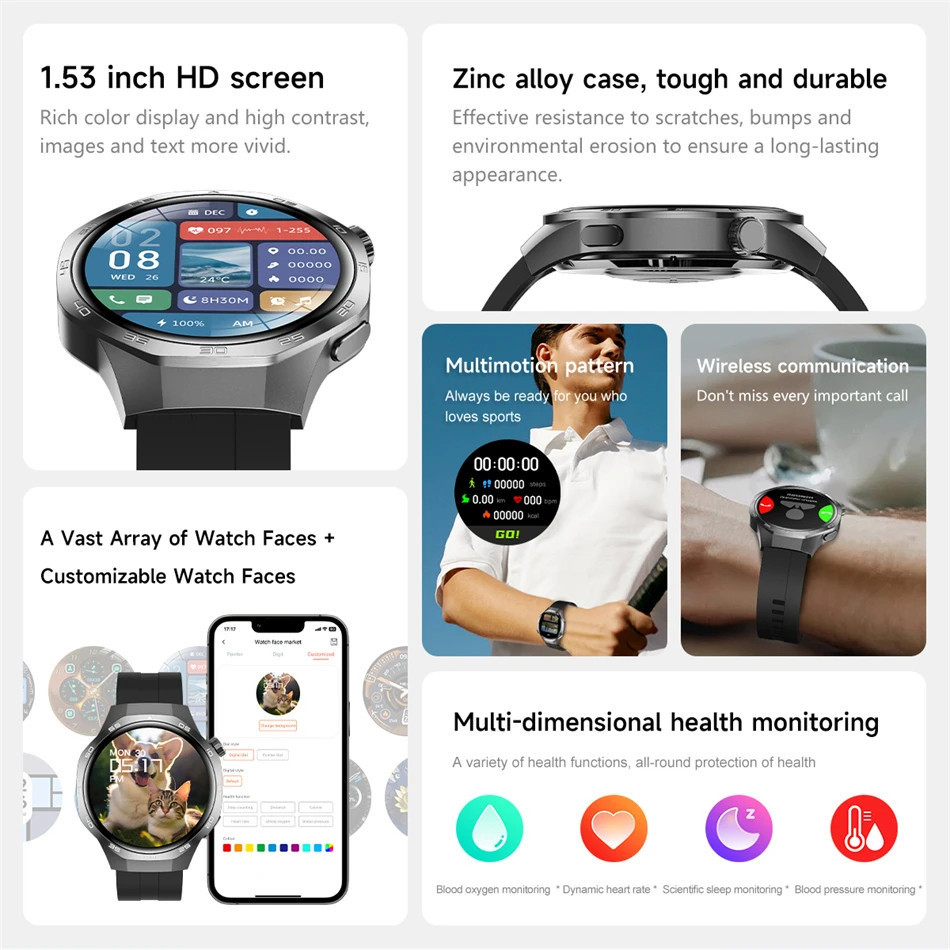 GT5 Pro+ Sports Smart Watch Men's GPS Track Compass Altimeter ...