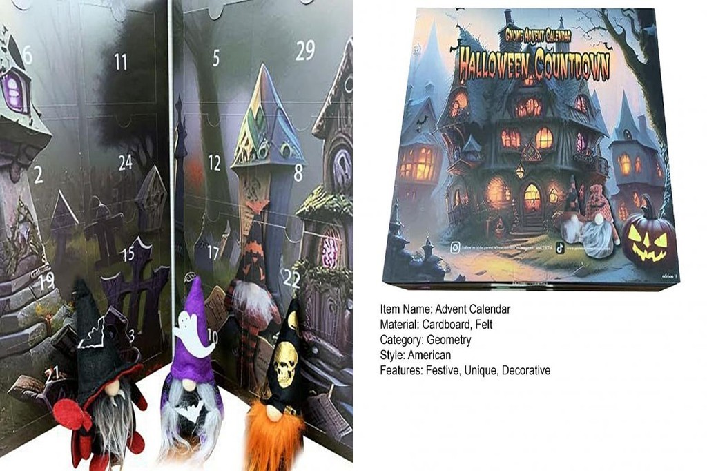 fyourpg Halloween Gnome Advent Calendar Spooky Gnome Doll Calendar 31 ...