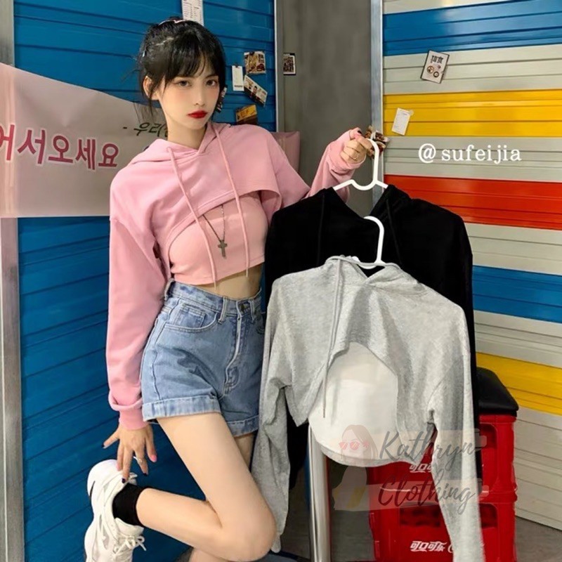 Shopee crop top jacket outlet
