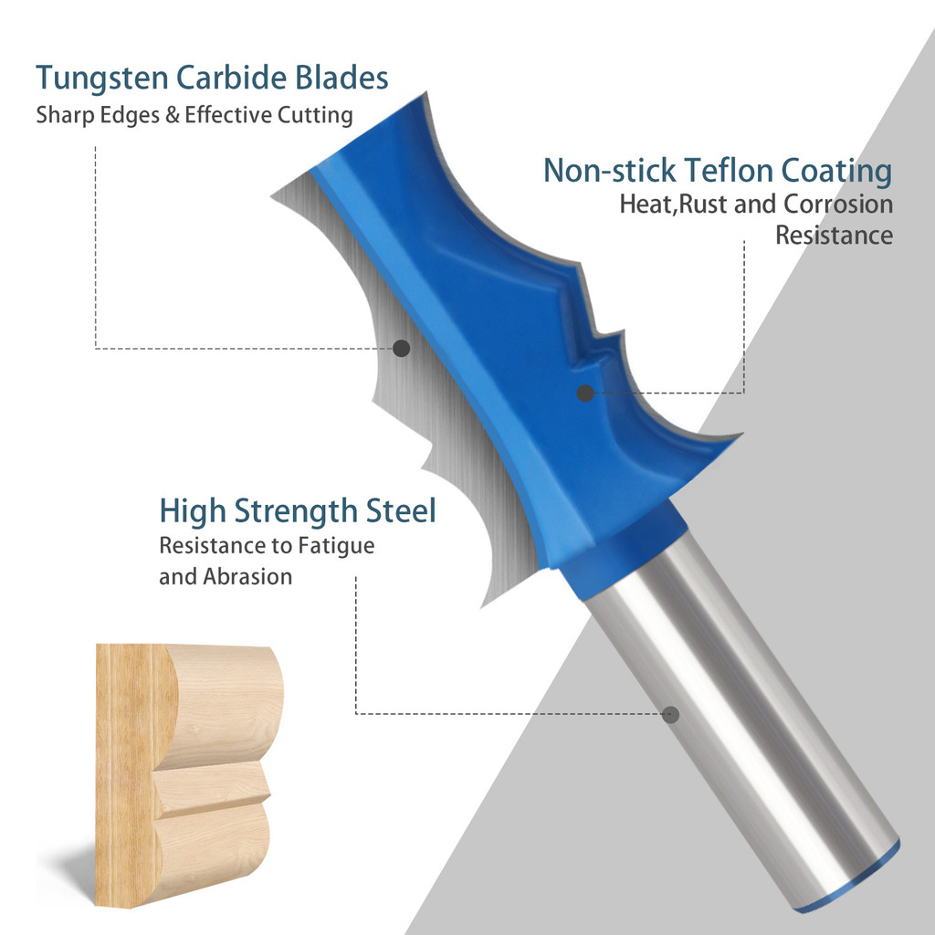 Molding Router Bit for Woodworking, 1/2 inch and 12mm Shank Handrail ...