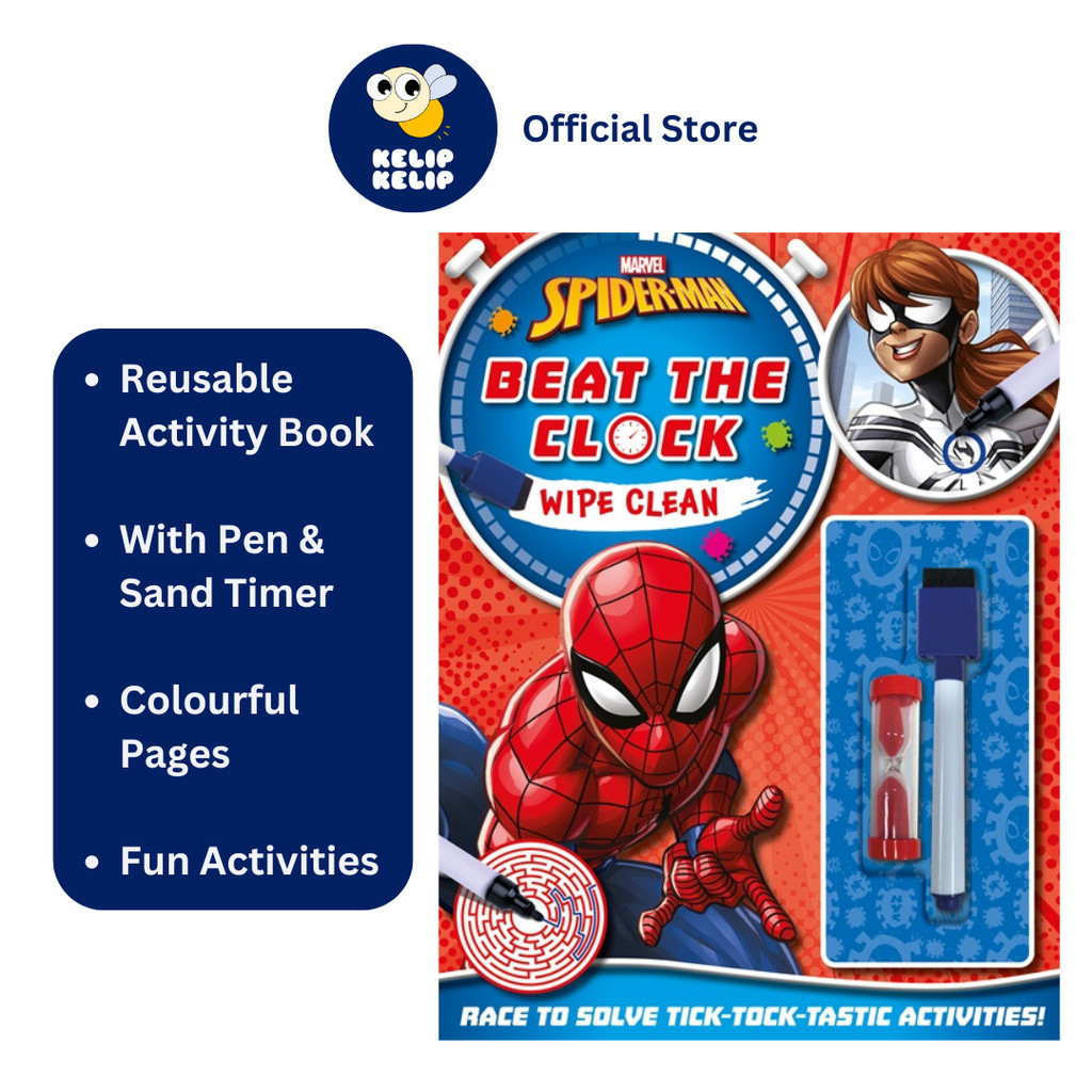 Marvel Spiderman Wipe Clean Activity Book For Kids Beat The Clock with ...