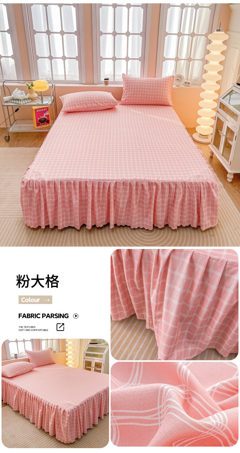 White skirting katil Brushed Bed Skirt Bedspread with Lace Skirting