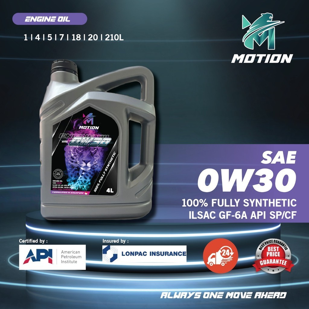 MOTION 0w30 4L API SP Fully Synthetic Engine Oil Car Lubricant Minyak ...