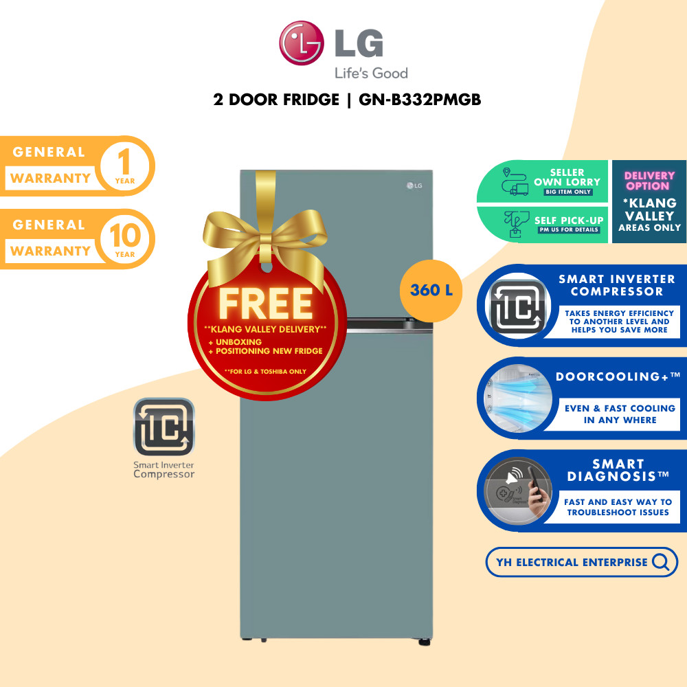 (Delivery within Klang Valley Area Only) LG 340L 2 Door Top Freezer ...