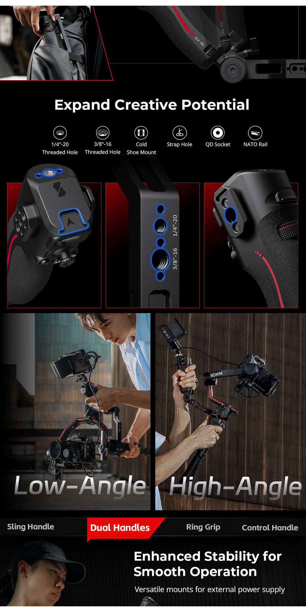 SmallRig Focus Control Dual Grip Inverted Use & Flexible Angles for DJI ...