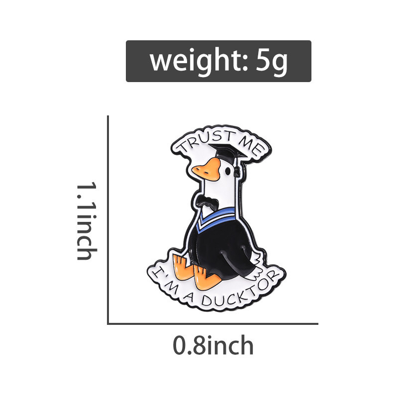 Cartoon I'm A Ducktor Cute Duck Pin Brooches Funny Bachelor Graduation ...