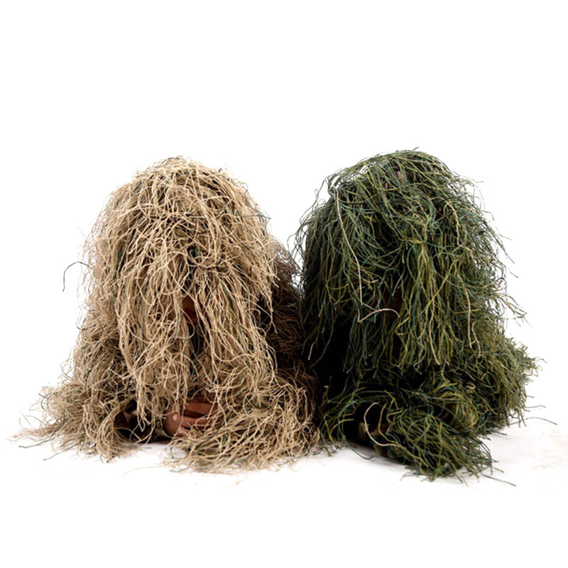 Real Grass Outdoor Camouflage Clothing Men Ghillie Suit JesusCSGreen
