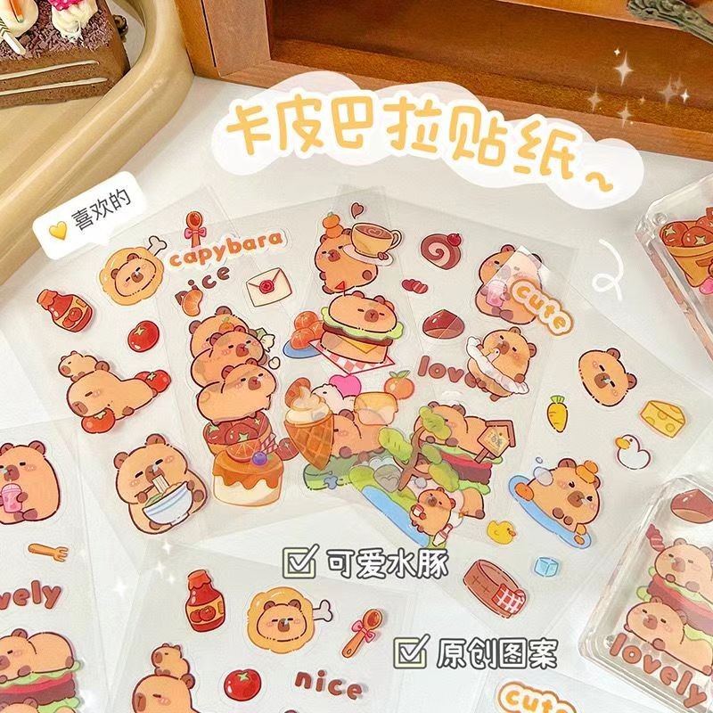 Pelekat 卡皮巴拉手帐贴纸 Capybara Sticker Cute Cartoon 卡通水豚学生DIY贴画防水水杯手机壳粘贴 ...
