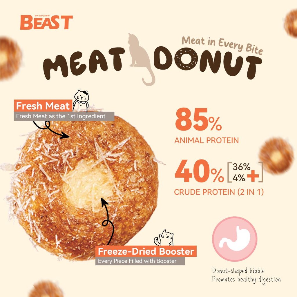 [ FREE Gift Worth RM30 ] BEAST Super Premium Cat Food Meat Donut 40% ...