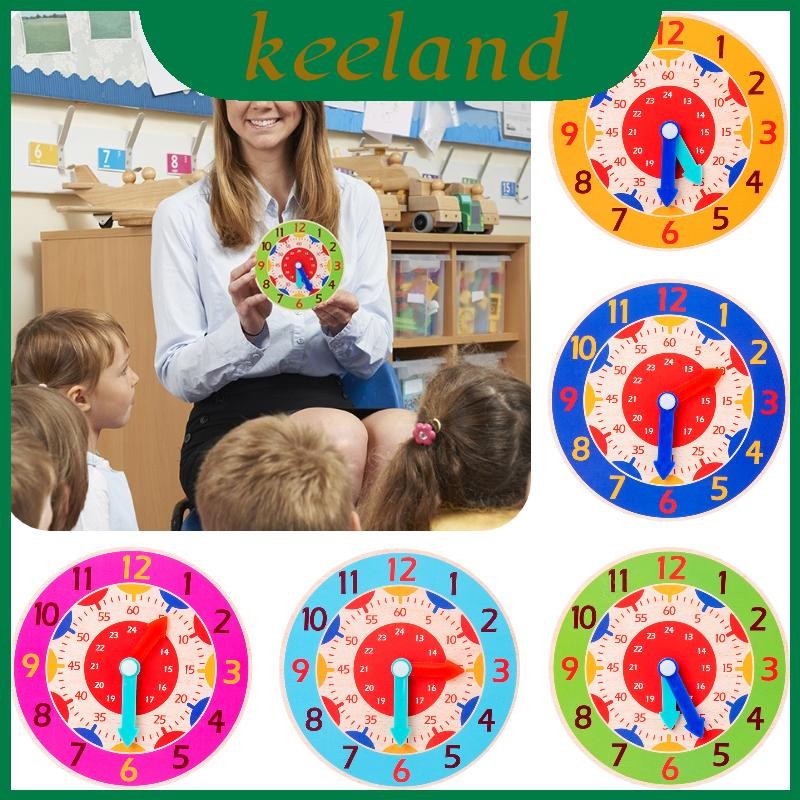 For Wooden Clock Kids Learn Time And Math Model Colorful With | Shopee ...