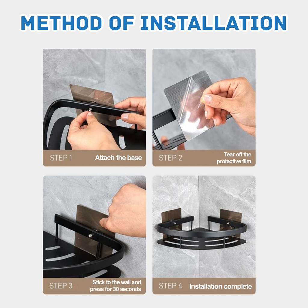 Bathroom Corner Rack Aluminum Wall-Mounted Anti-rust Strong Bearing Rak ...