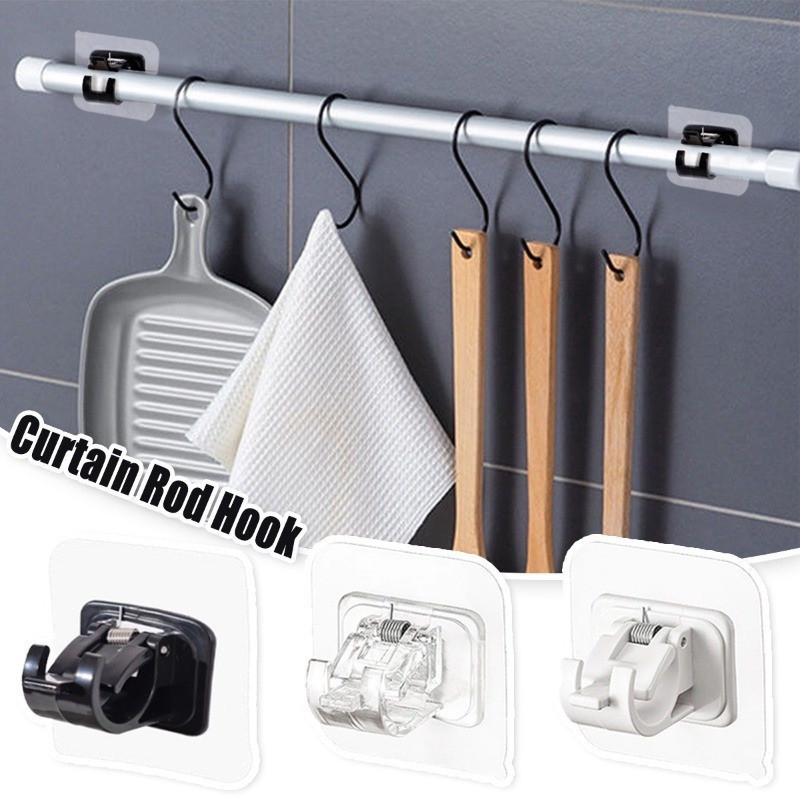 Telescopic Rod Retainer Bracket - Thickened, Self-Adhesive, Adjustable ...