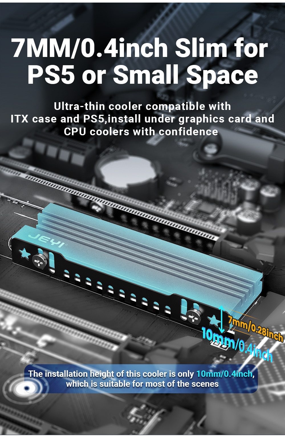 JEYI M.2 SSD Heatsink, NVME NGFF Cooling Aluminum Cooler Radiator with ...