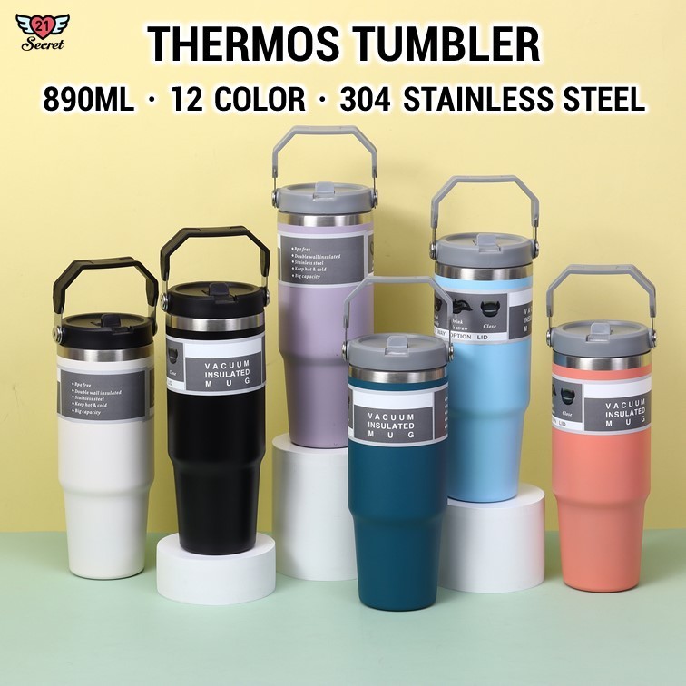 Thermos Tumbler With Straw 304 Stainless Steel Insulated Vacuum Tumbler ...