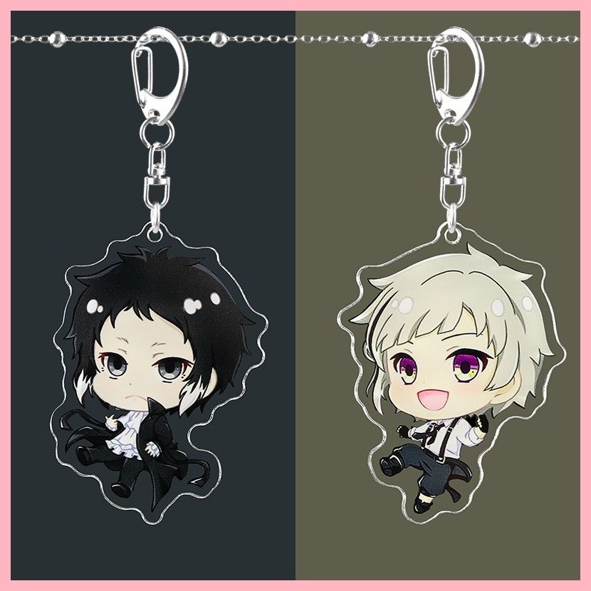 Personajes de anime de dibujos animados de Japón Pareja Bungo Stray Dogs Llavero Acrílico Doble cara Transparente Llavero Anillo Accesorios Joyería para fanáticos Regalo Compra barata en