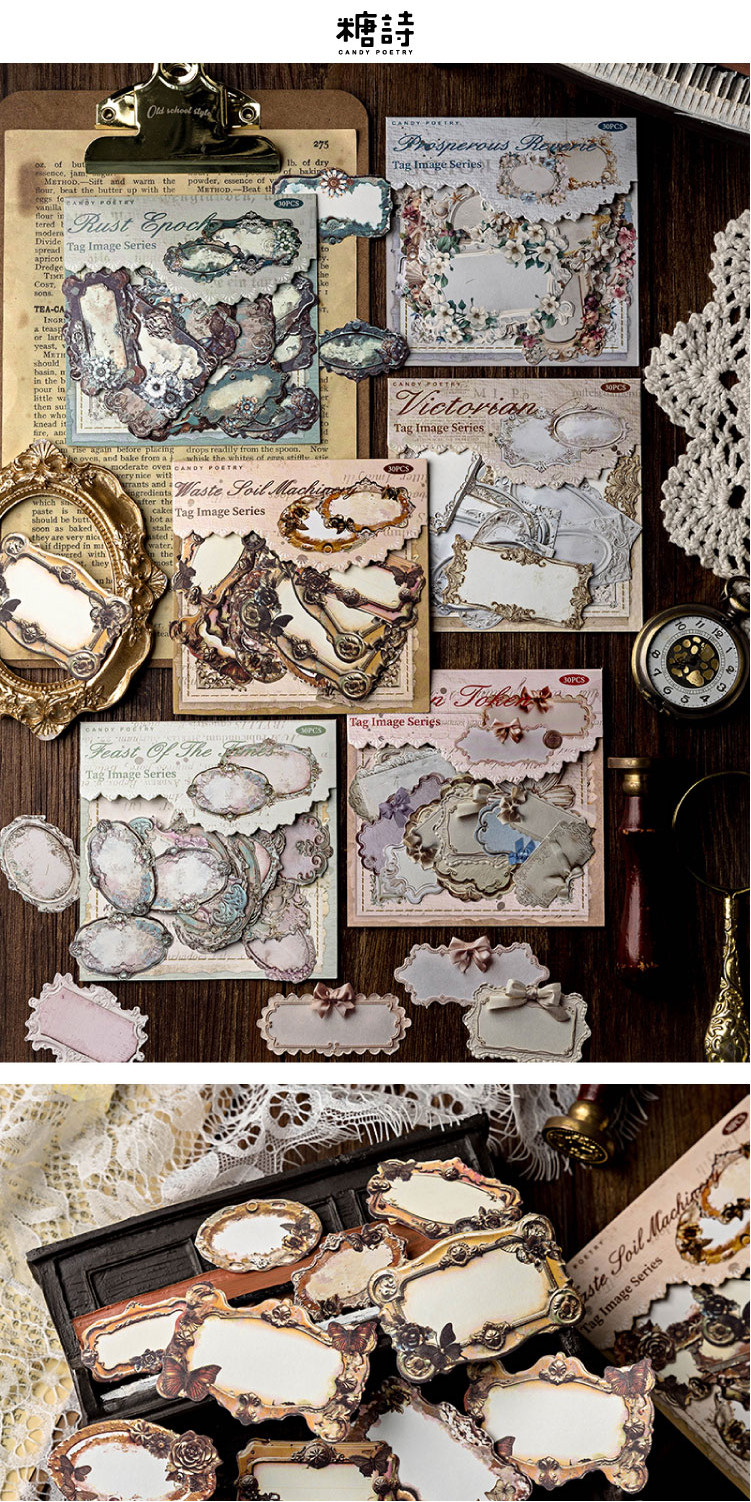 Journamm 30pcs/pack Vintage Labels Stickers Collage Scrapbooking ...