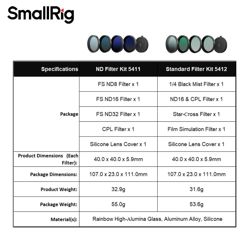 SmallRig Filter Kit for DJI Osmo Action 5 Pro / Action 4 - ND Filter ...