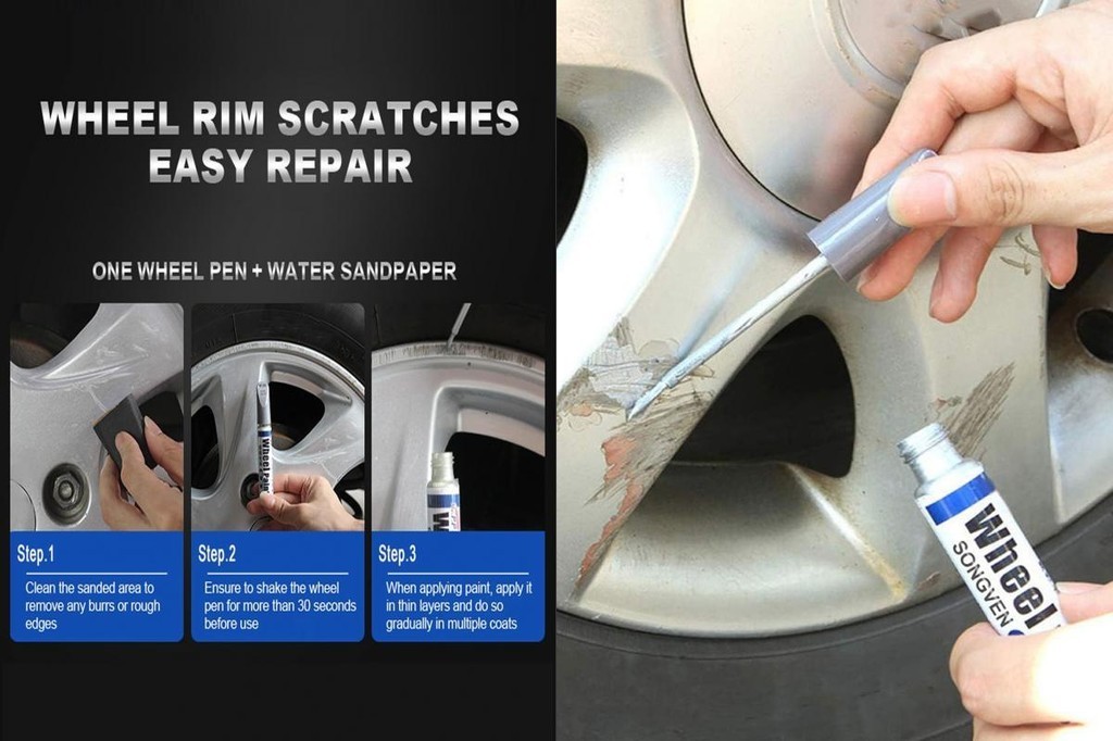 Wheel Touch-up Pen Car Rim Scratch Repair Fast-drying Gloss Black Rim ...