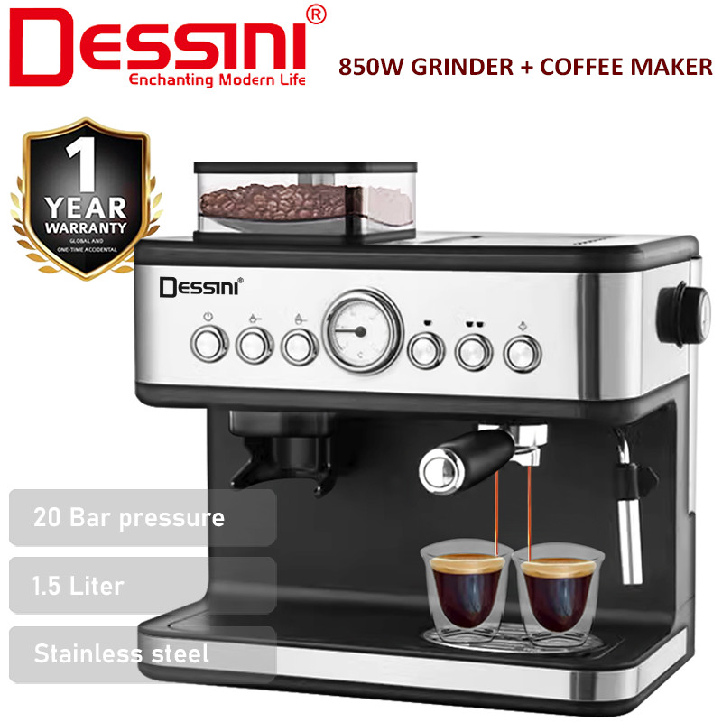 DESSINI ITALY 20 Bar 1.5L Espresso Coffee Maker Brew Cappuccino Latte