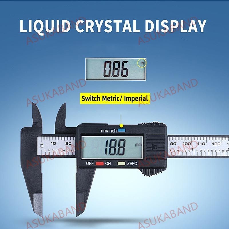 Electronic Caliper Digital Pachometer Plastic Big Screen Ruler 100mm ...