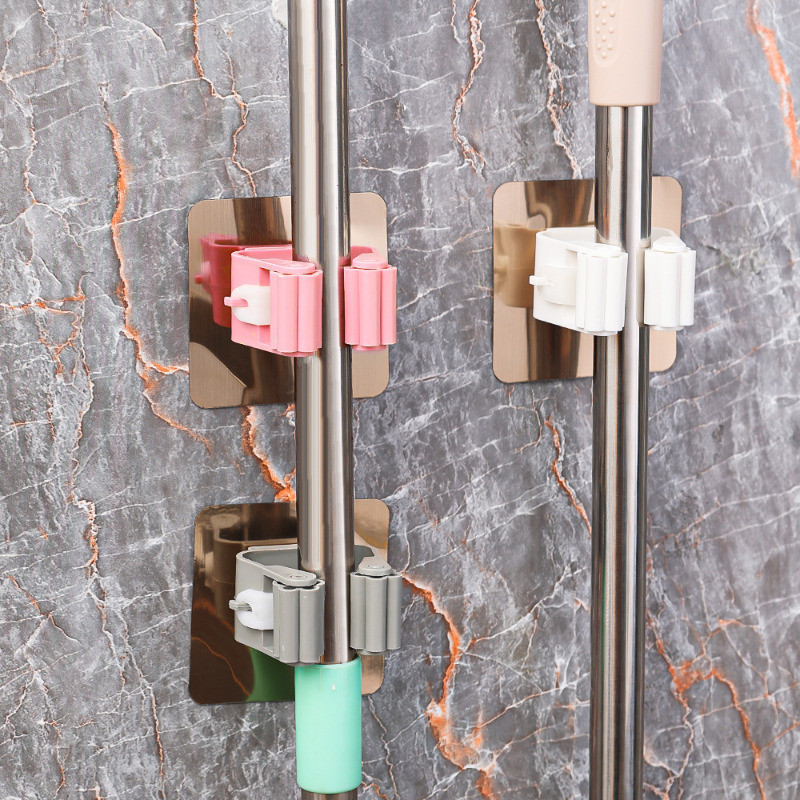 Wall-Mounted Mop Rack With Screws - Stainless Steel, Punch-Free ...