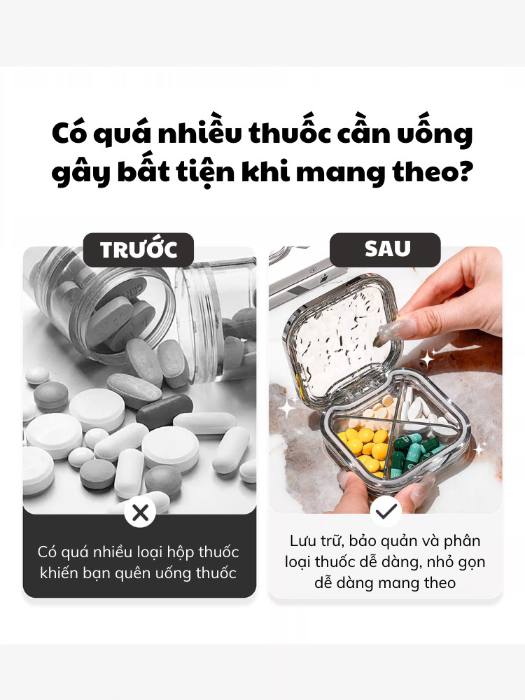GADI mini pill box with transparent diamond pattern, moisture-proof ...