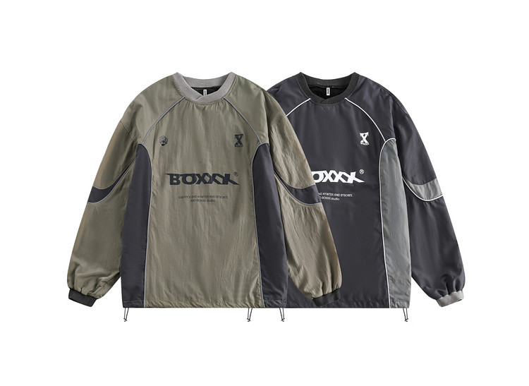 Sweater American Mechanical Style Color Matching Waterproof Pullover ...