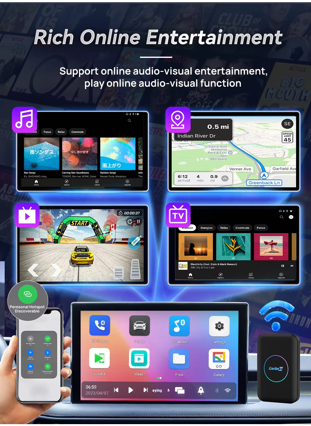 2024 CarlinKit Wireless CarPlay Android Box 3 in 1 Android 10 TV Box