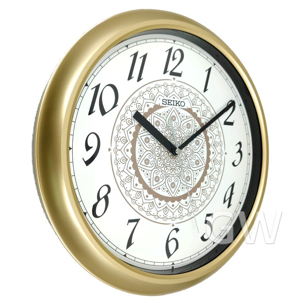 100% ORIGINAL SEIKO Quartz Batik Pattern Gold Black Wall Clock QHA018 ...