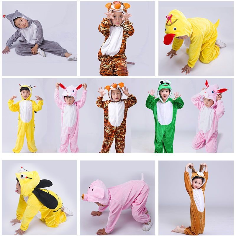 Kids Animal Cosplay Costume Dinosaur Tiger Wolf Monkey Rabbit Elephant ...