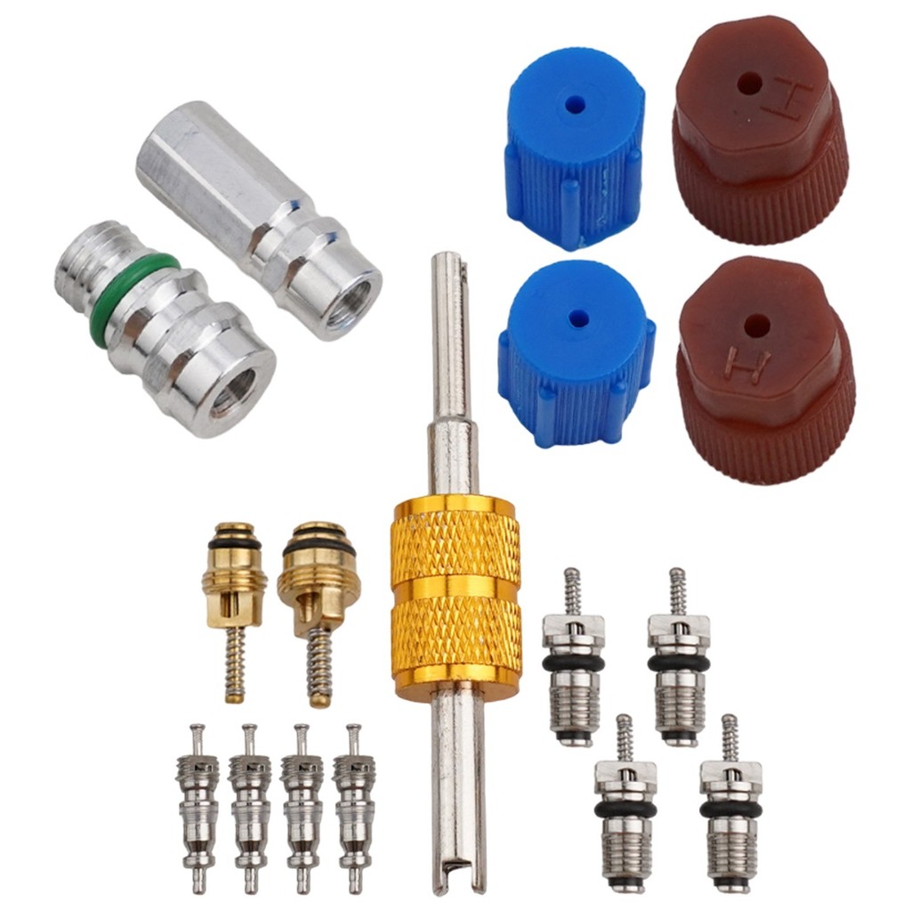 Ready Stock 17 Pcs Air Conditioning Valve Core Kit R12 to for R134A ...