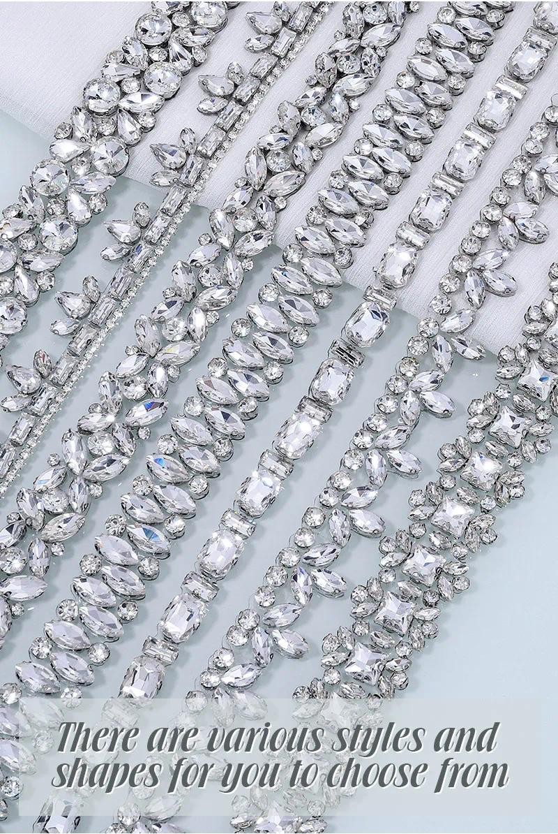 Qiao Iron-On Hot-Fix Irregular Crystal Rhinestone Trim - Gold (1 Yard ...