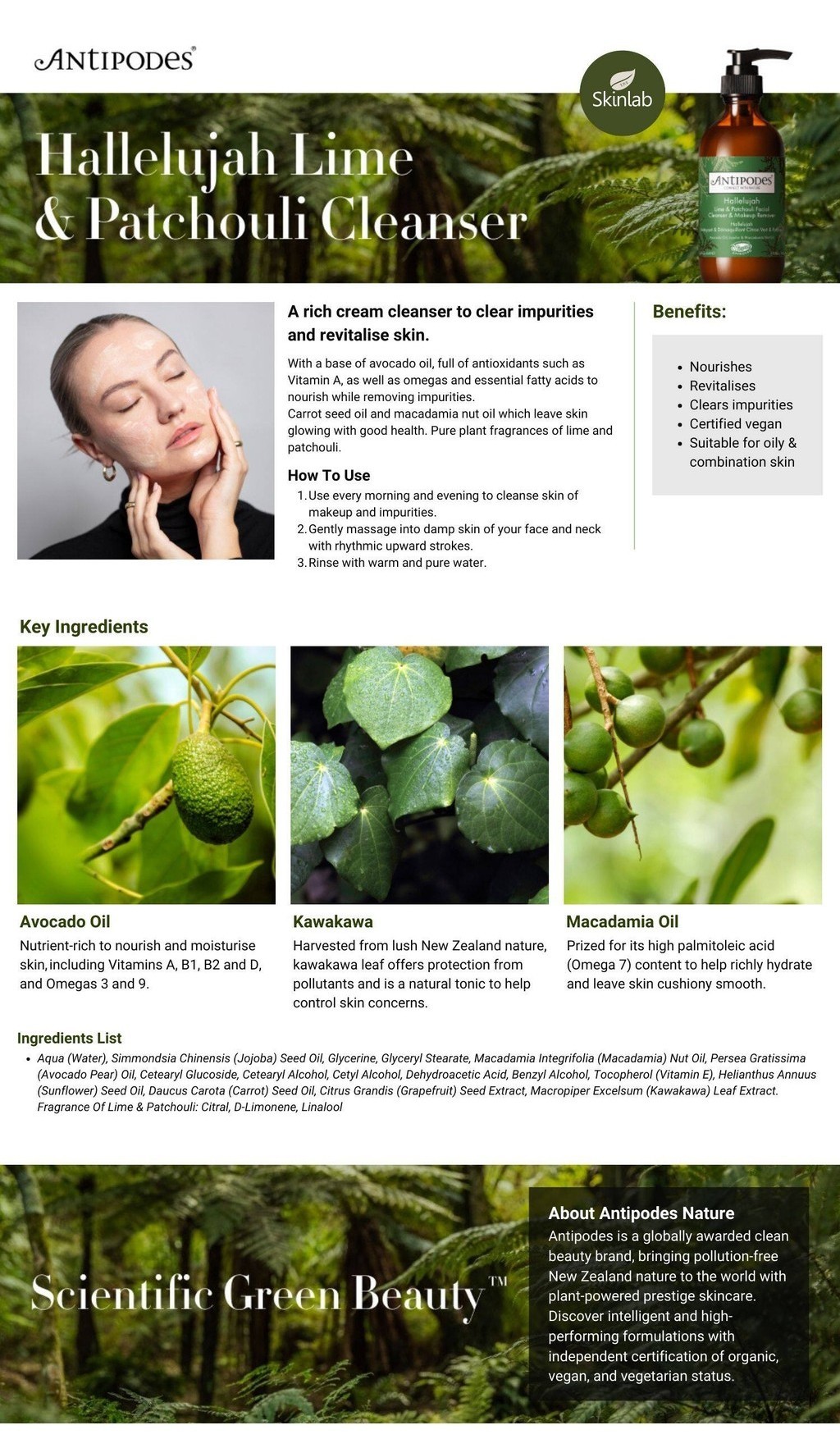Antipodes Hallelujah Lime Patchouli Facial Cleanser Makeup Remover