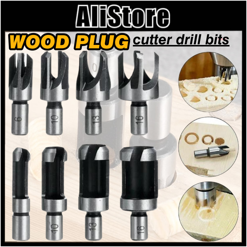 ALi Wood Plug Cutter Cutting Tool Drill Bit Set Straight And Tapered ...