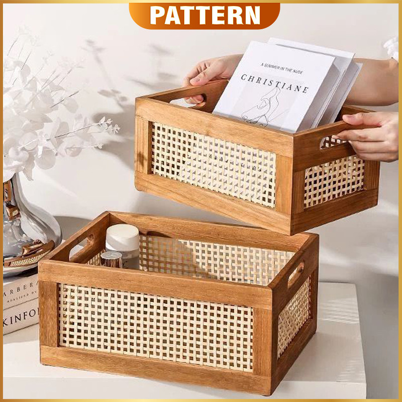 Rattan Storage Basket | Muji Style Deco Storage Box | Bamboo Basket ...