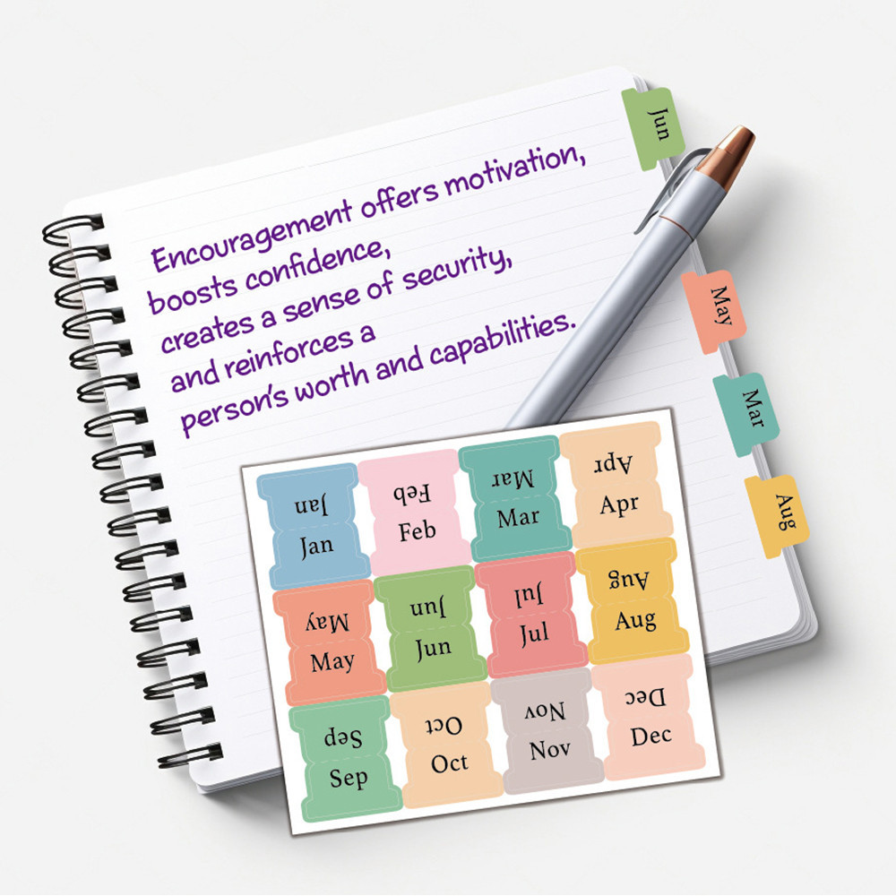 2 Sheet Color Months Index Label Sticker Self Adhesive Bookmark ...