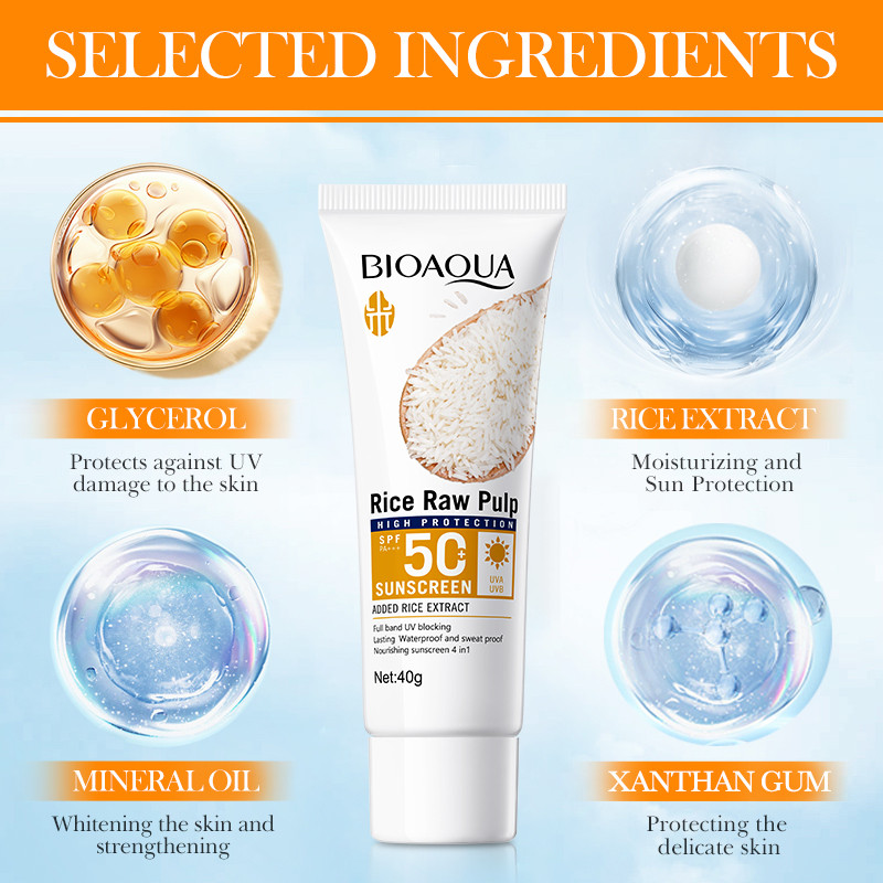 BIOAQUA Rice Raw Pulp SPF50+ PA+++ Sunscreen High Protection Full Band