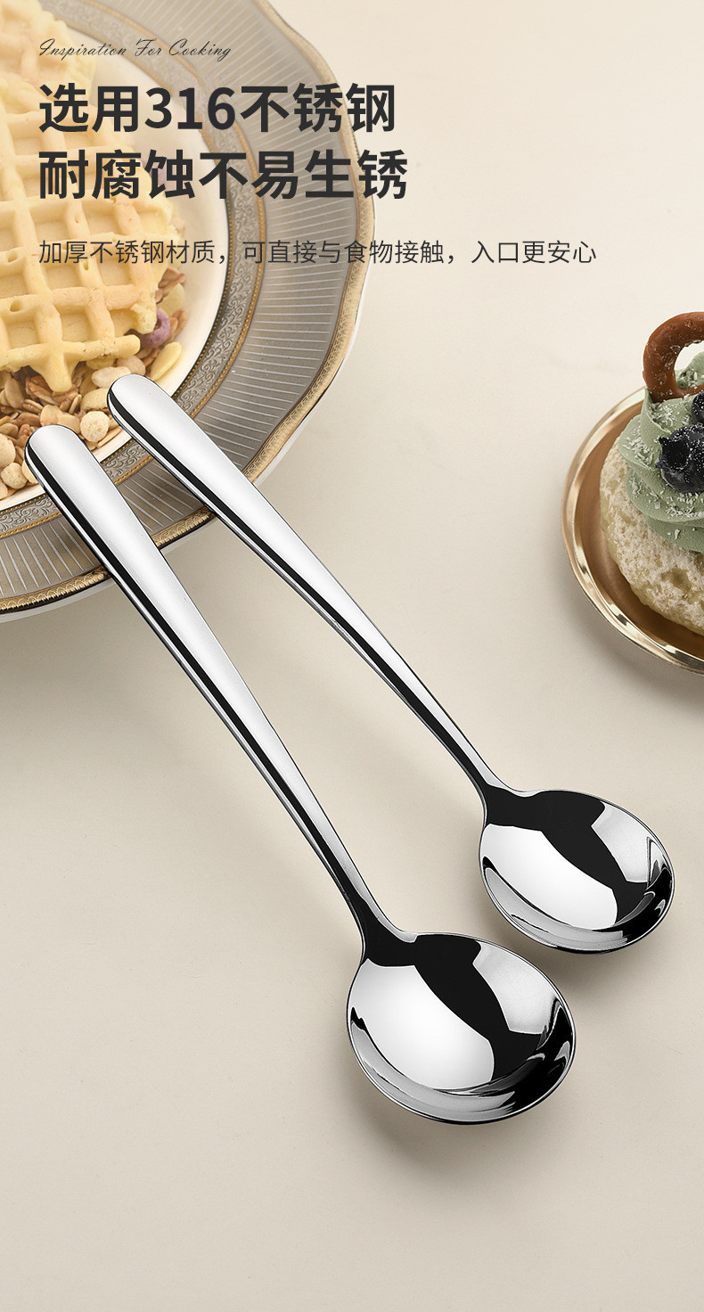 3pcs 316L Stainless Steel Spoon Uncoated Think spoon Mirror polish ...
