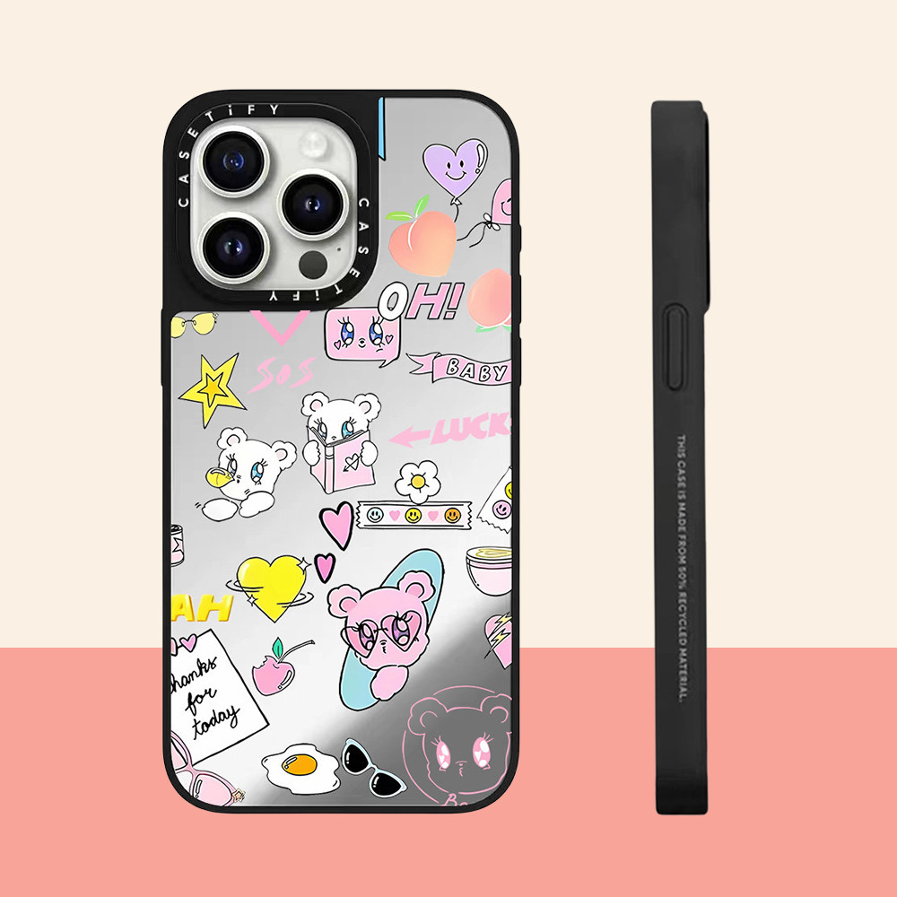 Purple Love heart Mirror Hard Phone Case For iPhone 15 ProMax 15Pro 15