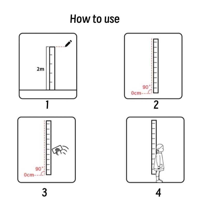 2M Height Height Measurement Sticker Removable Child Growth Chart Self ...