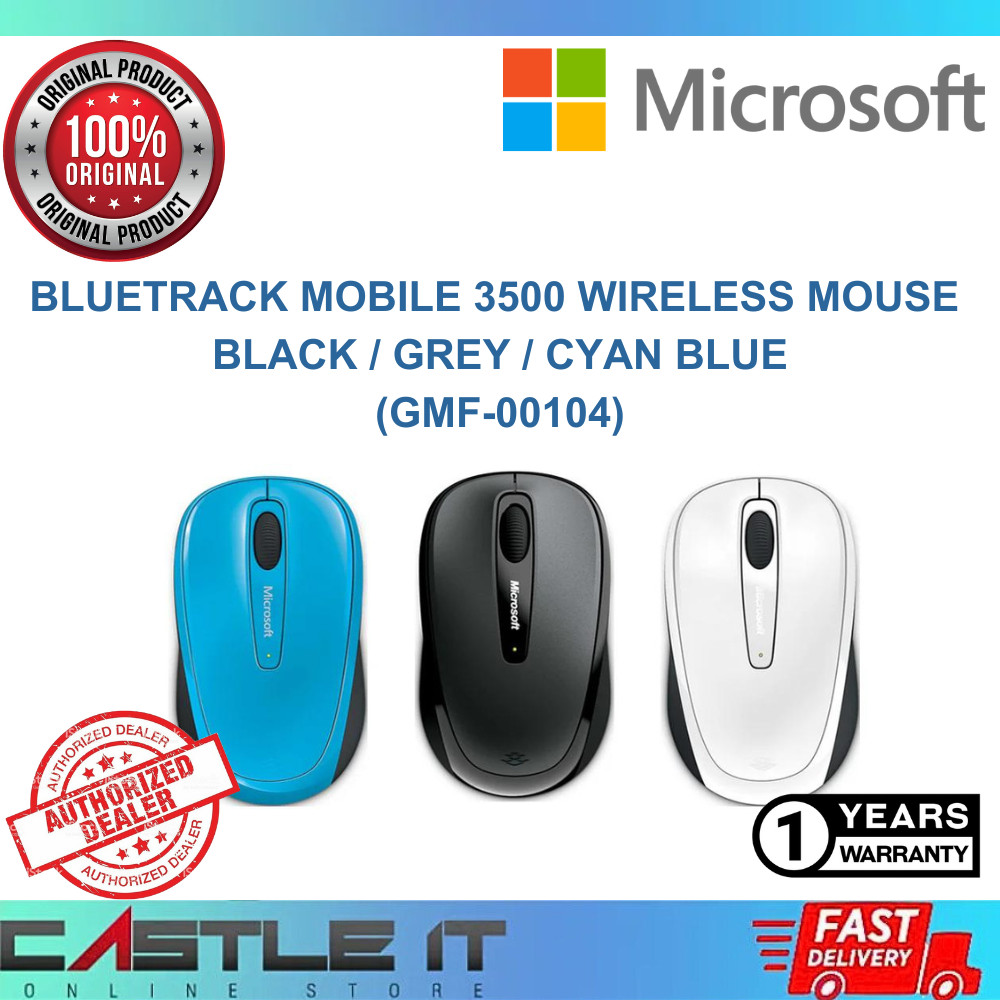 Microsoft BLUETRACK MOBILE 3500 BLACK / GREY / CYAN BLUE Wireless Mouse ...