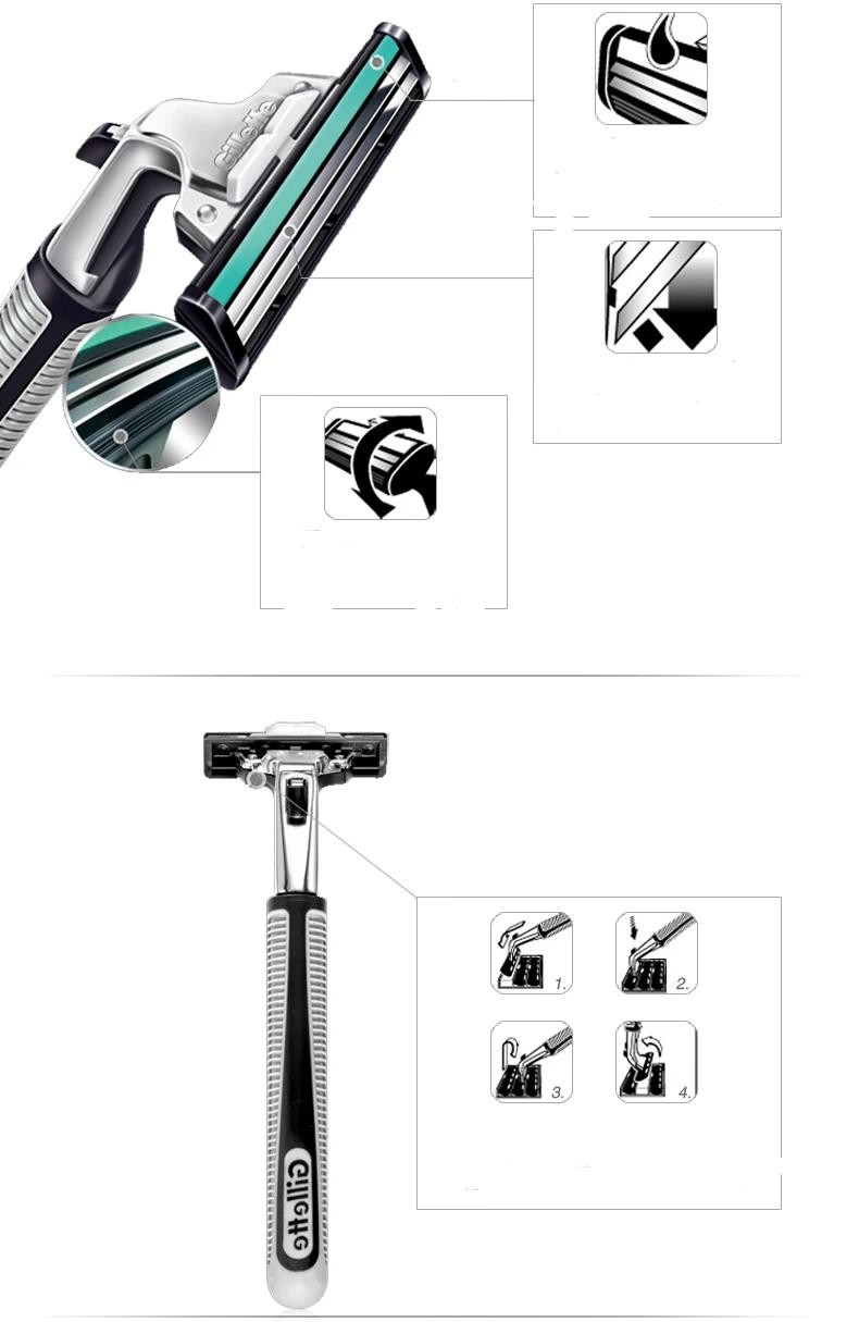 Gillette Vector Shaving Blades Men's Manual Safety Beard Shaver Hair ...